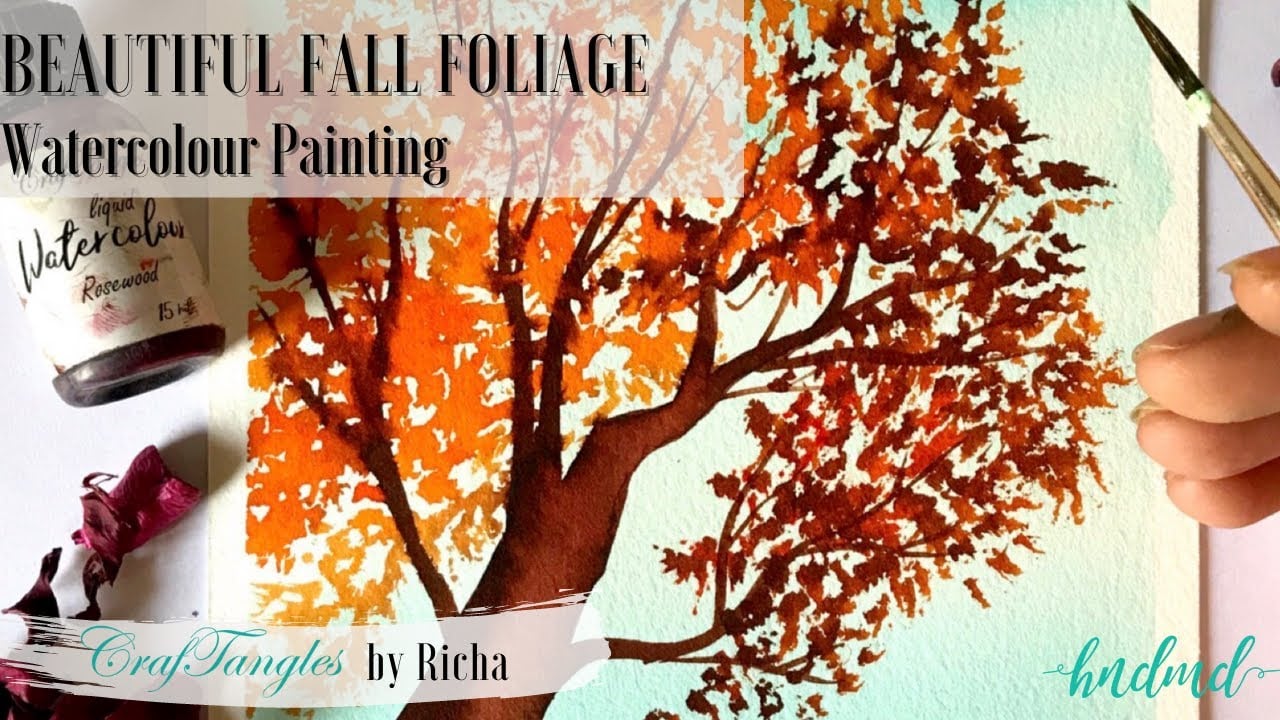 Beautiful Fall Foliage Watercolour Painting