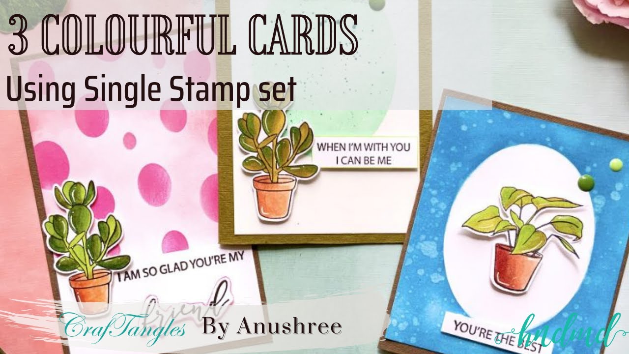 3 Colourful Cards Using Single Stamp set
