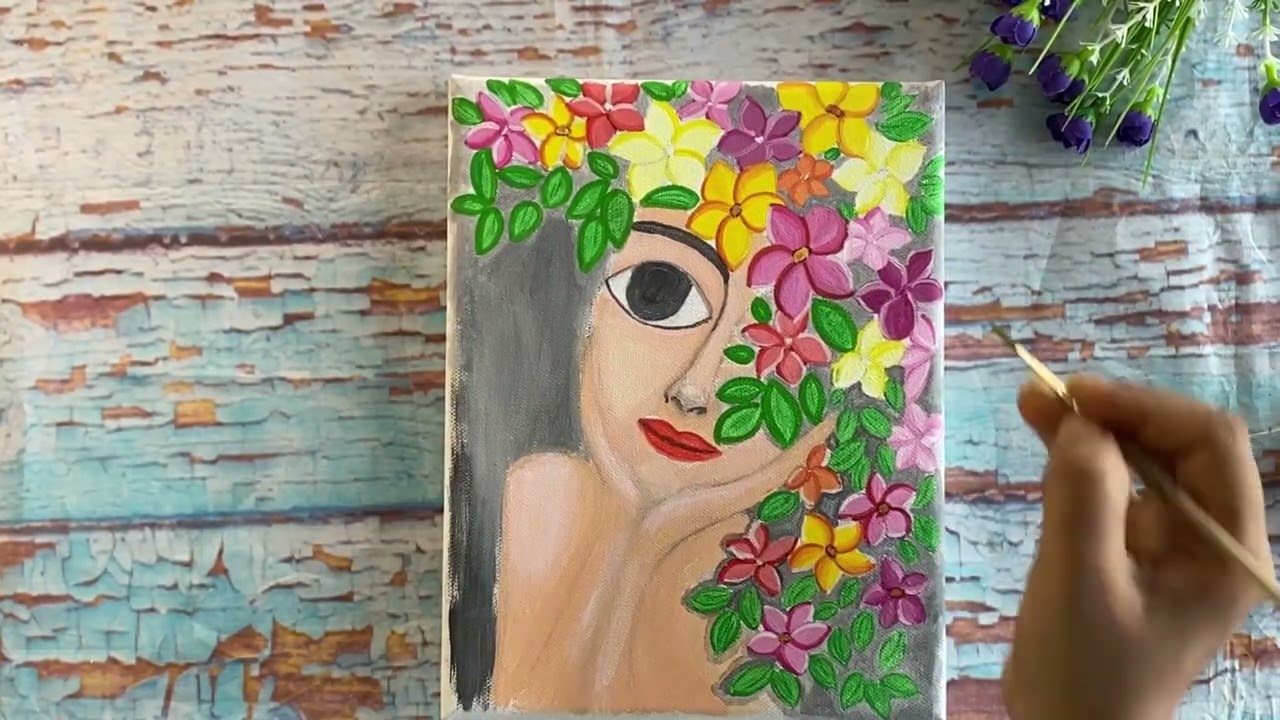 DIY easy acrylic painting home decor #acrylicart #acrylicpainting #hndmd #craftangles #homedecor