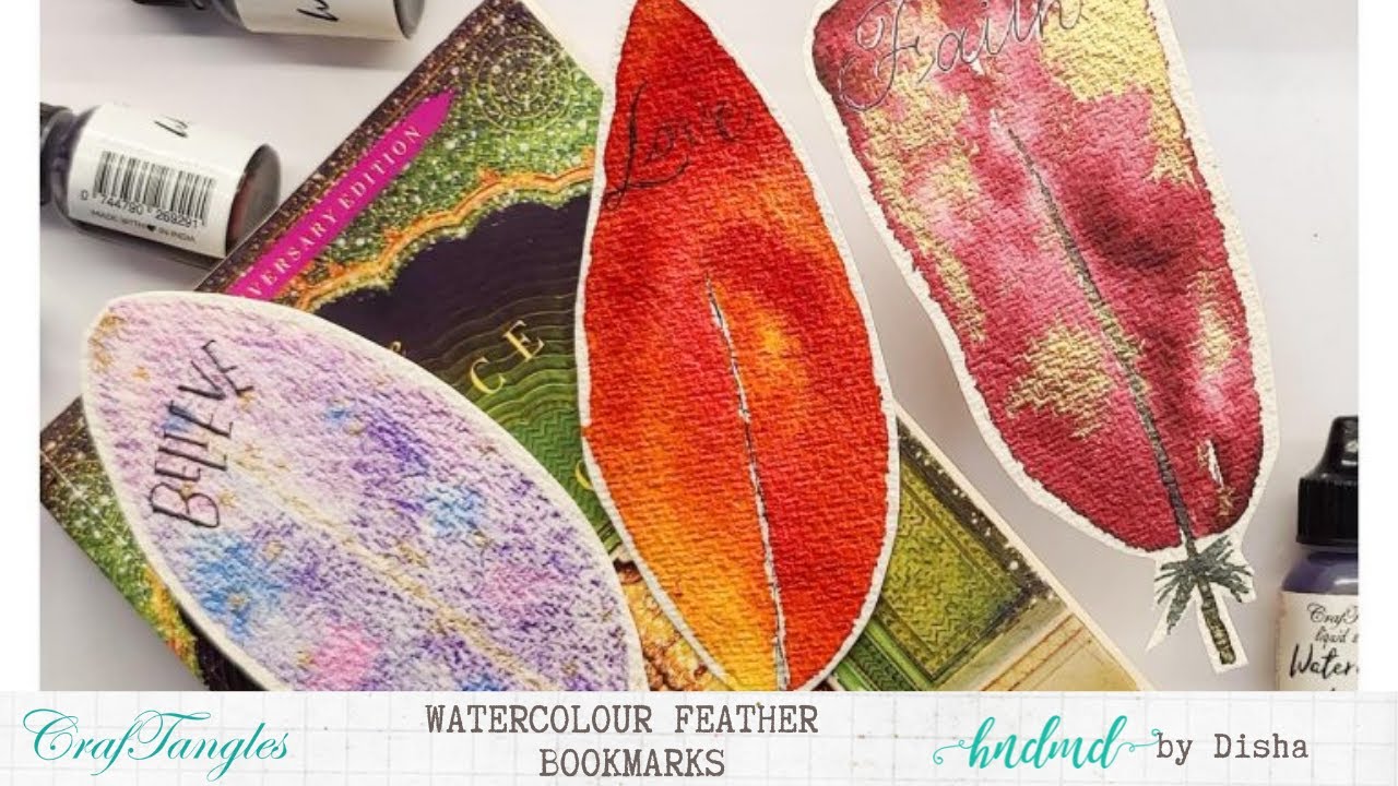 Watercolor Feather Bookmarks