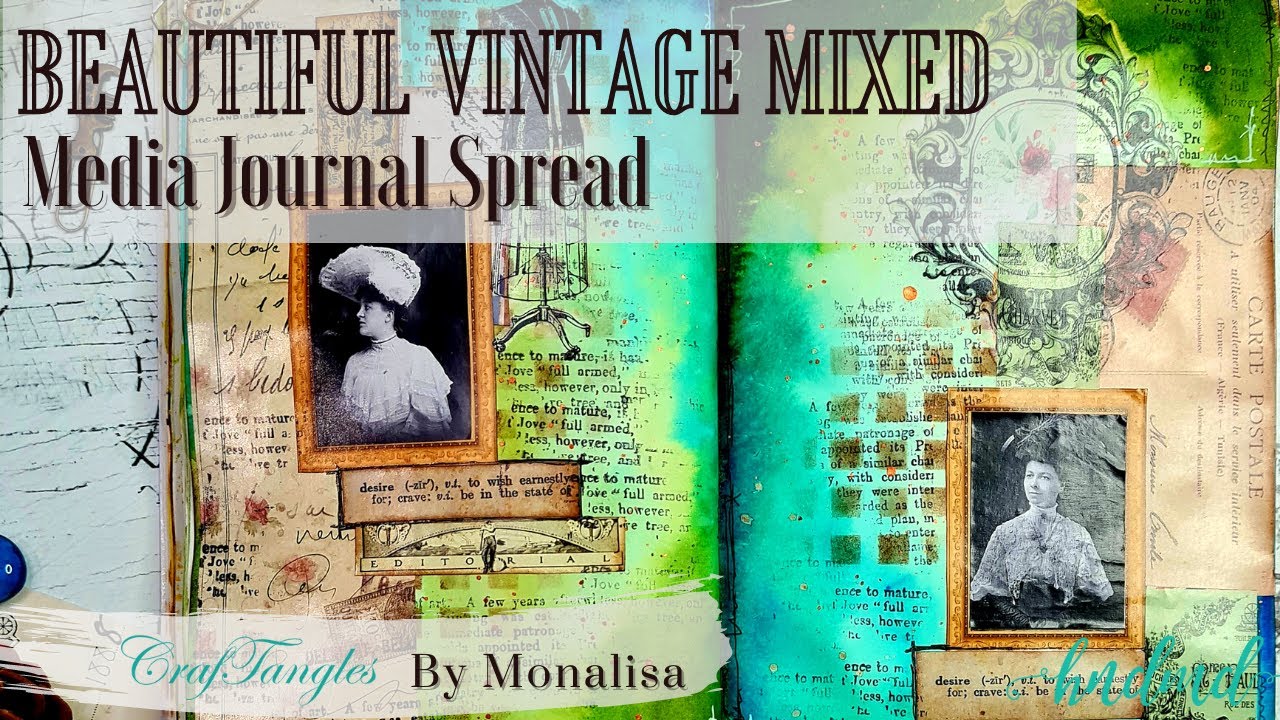 Beautiful Vintage Themed Mixed Media Journal Spread