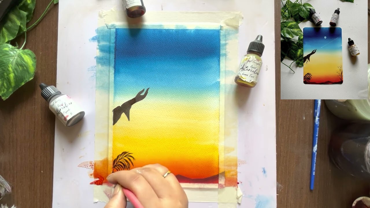 DIY Watercolor painting #diy #painting  #watercolor #watercolour  #hndmd #craftangles #tutorial