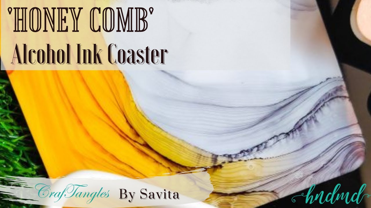 Stunning 'HoneyComb' Alcohol Ink Coaster