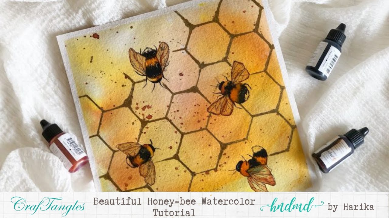 Beautiful Honey-bee Watercolor Tutorial