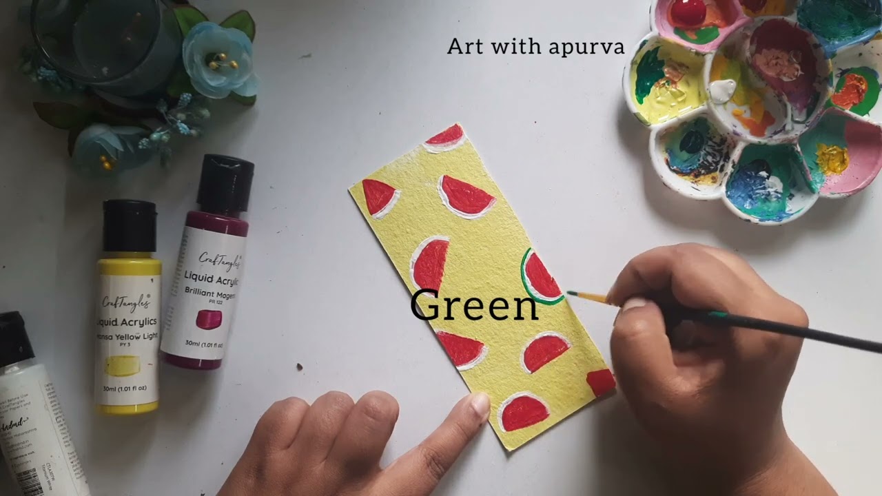 Hello Summer acrylic painting #tutorial #acrylicart #acrylicpainting #hndmd #craftangles #bookmark