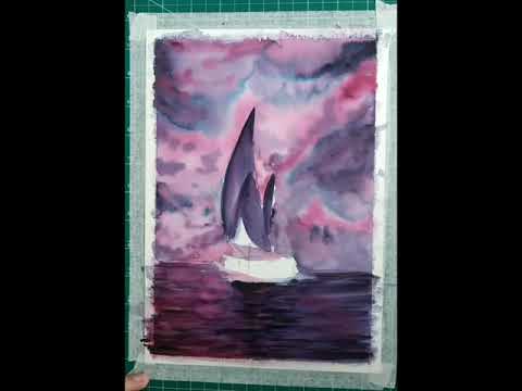 Watercolor Tutorial - Powerful boat