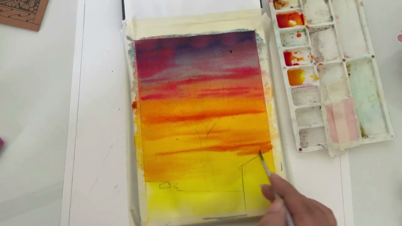 Paint with Me - Sunset #paintwithme #watercolor #paint #sunset