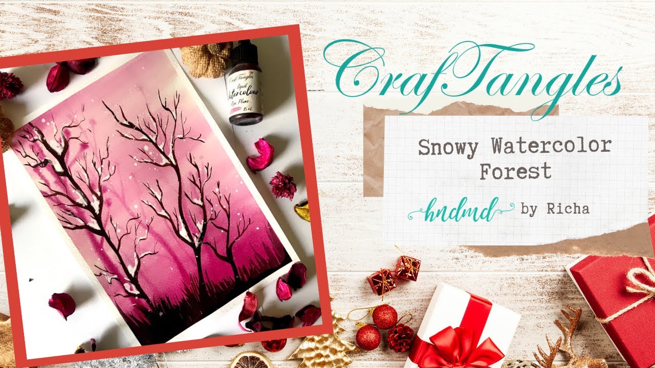Beautiful Snowy Watercolor Forest
