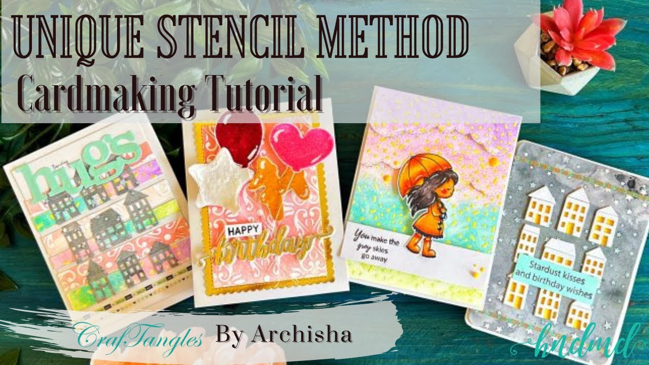 4 Stunning Cards Using Unique Stencil Method with a Twist