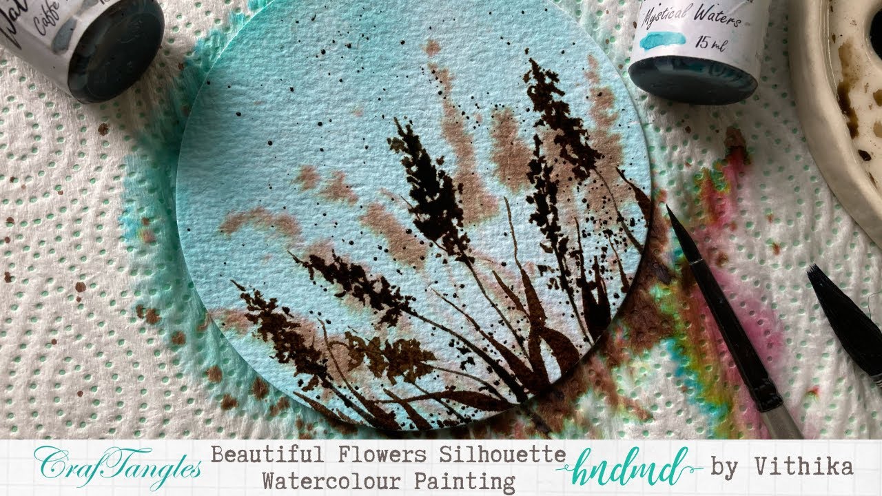 Beautiful Flowers Silhouette Watercolour Painting