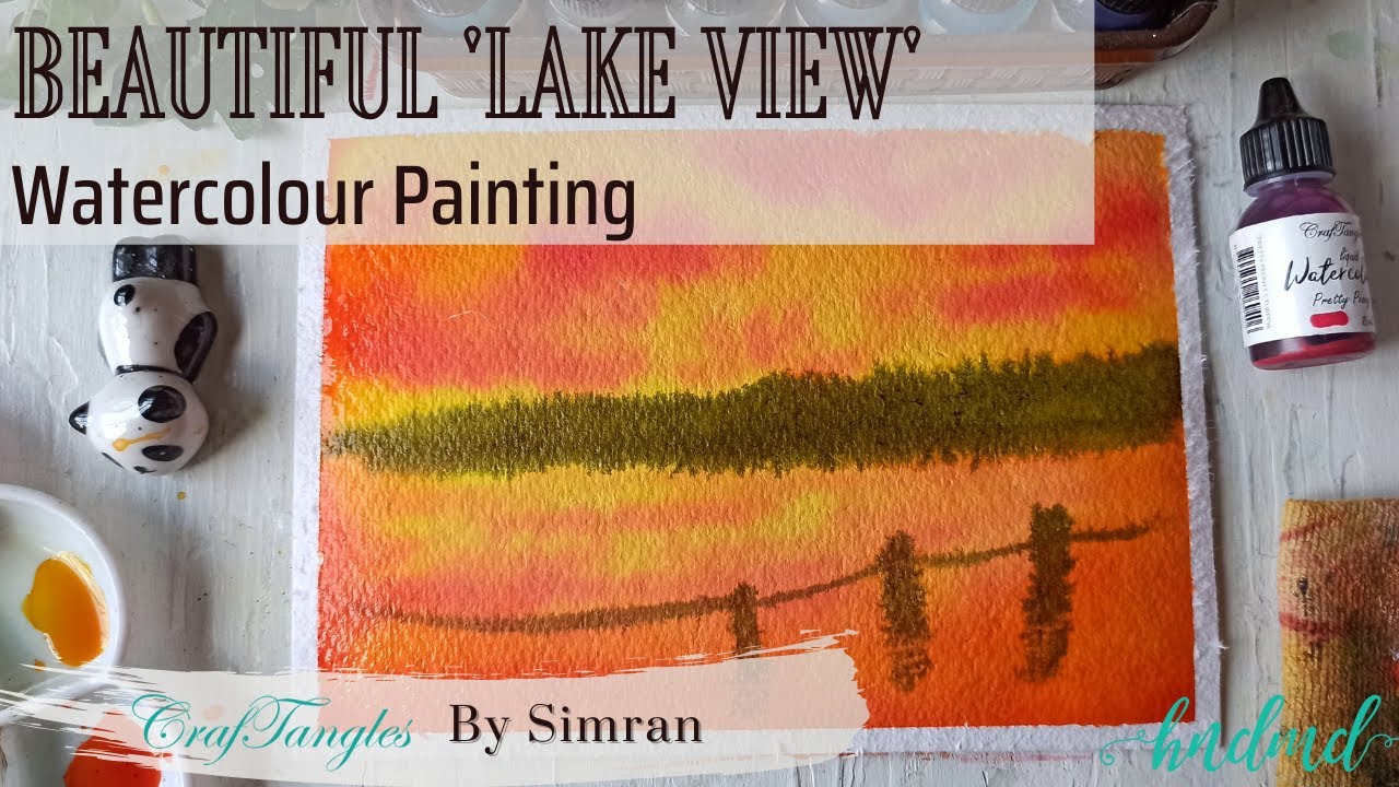 Beautiful 'Lake View' Watercolour Painting