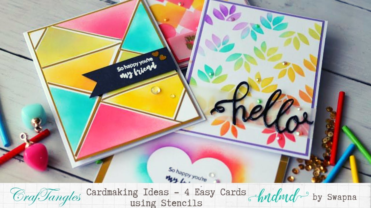 Cardmaking Ideas - 4 Easy Cards using Stencils