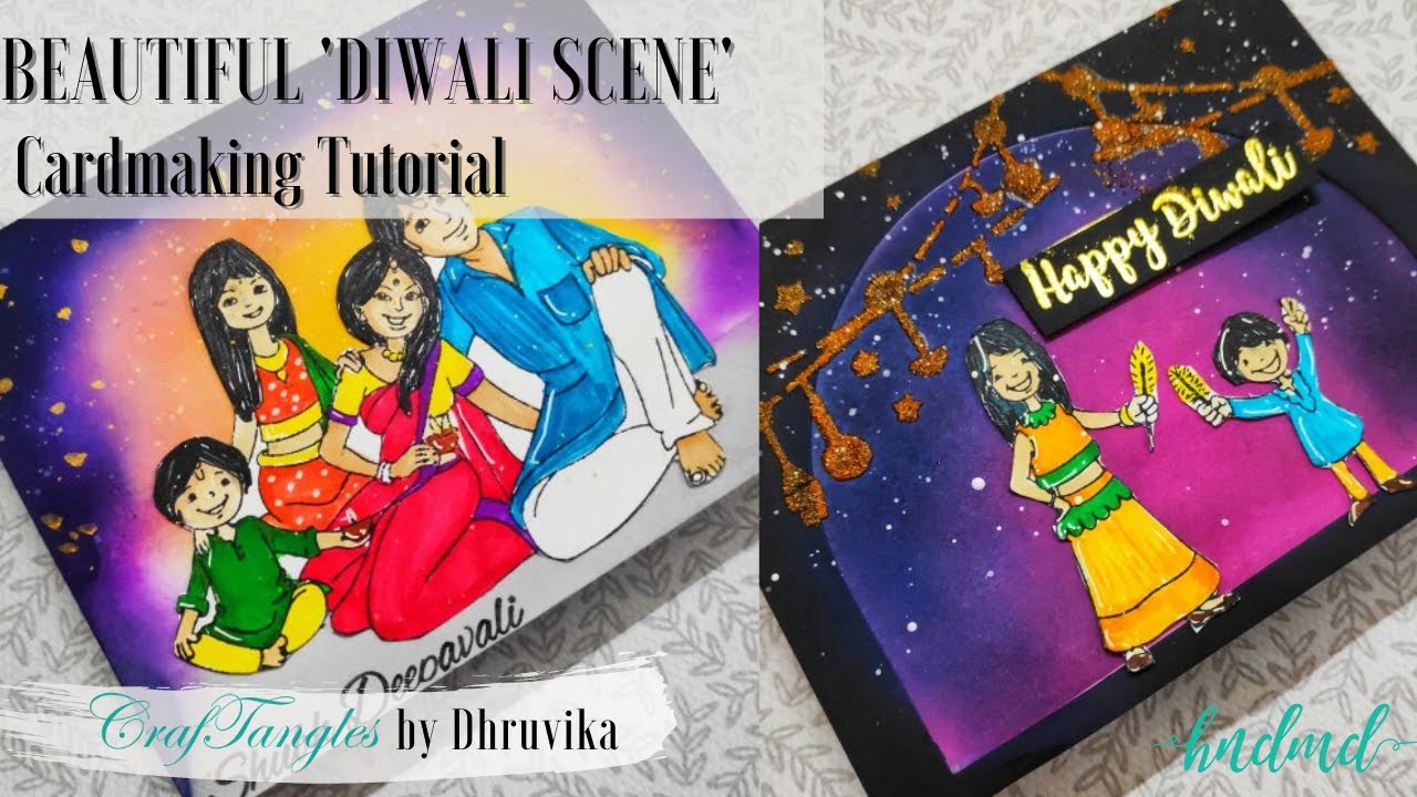 Two Beautiful Diwali Scene Cards