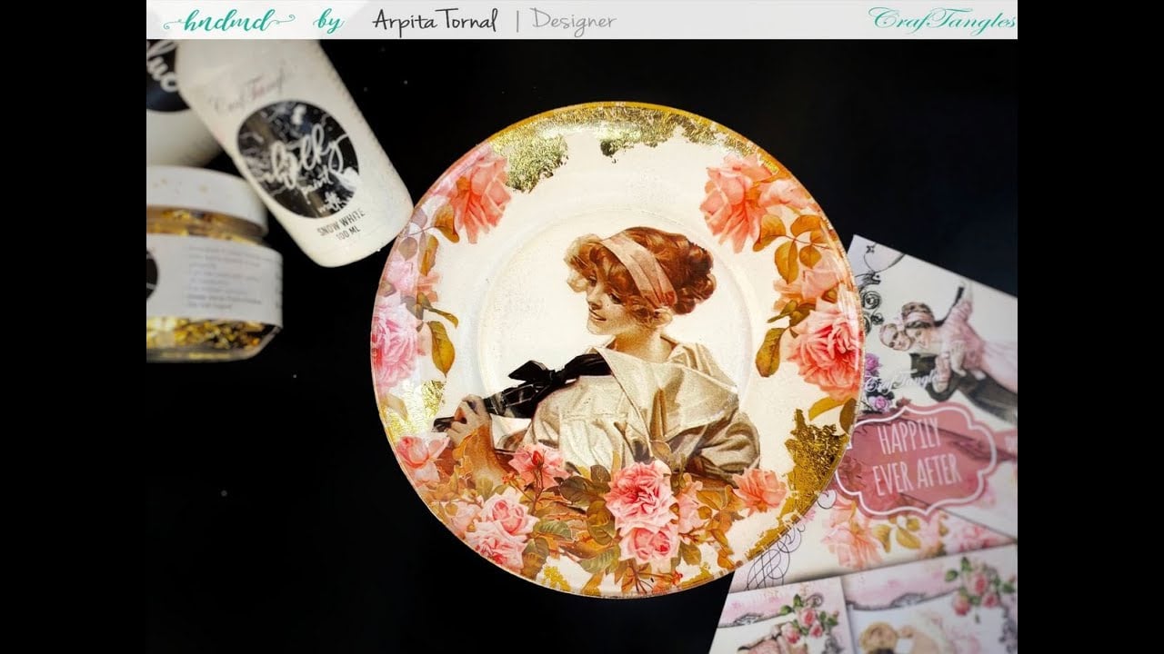Reverse Decoupage on Glass Plate [DIY decoupage tutorial]