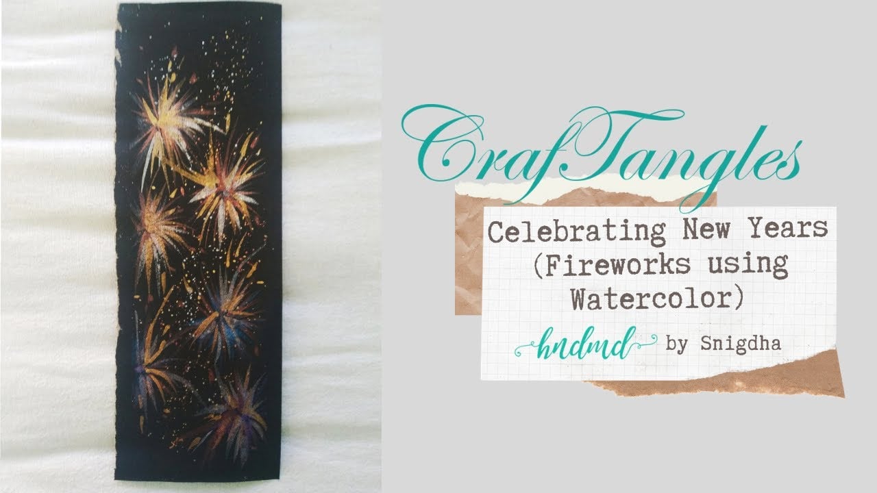 Celebrating New Year (Fireworks using Watercolor)