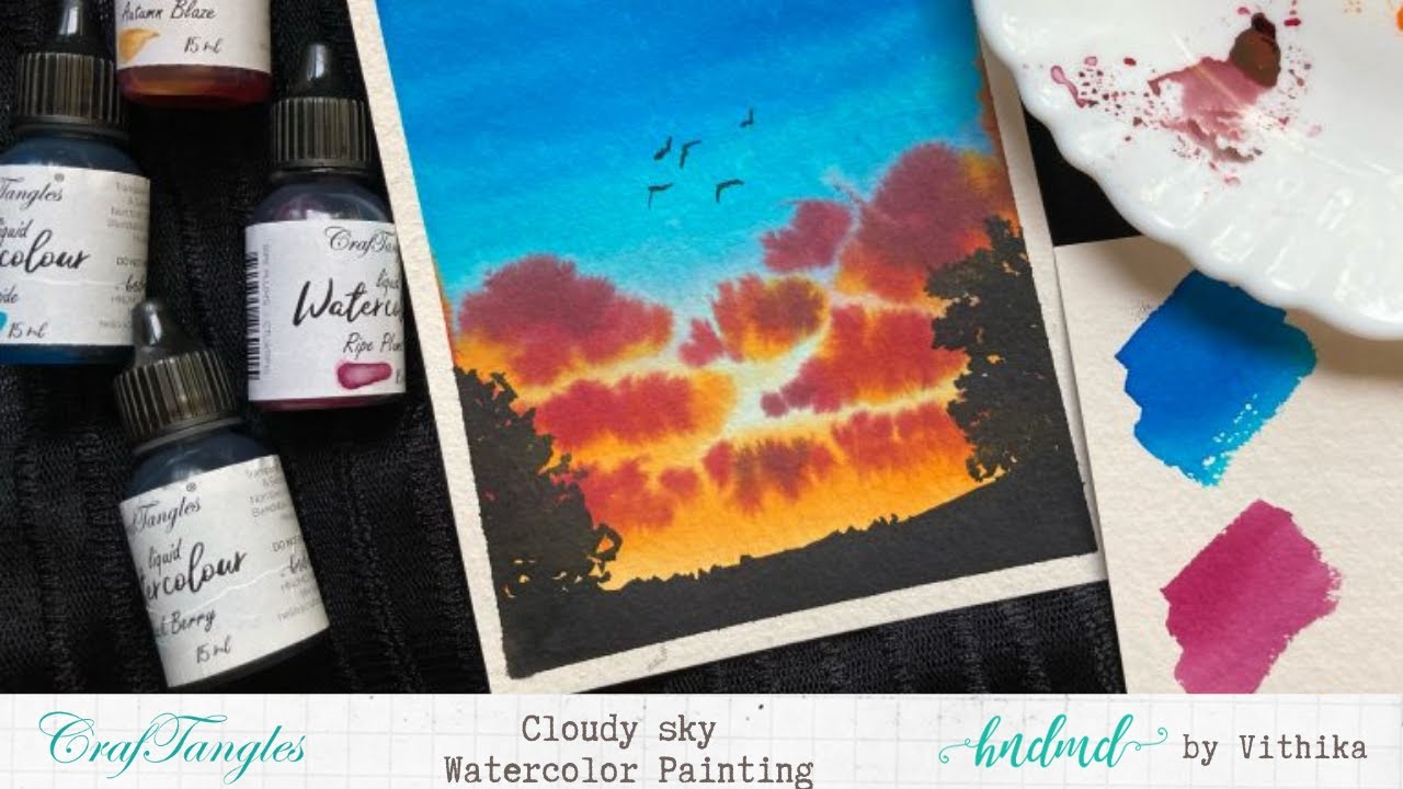 Cloudy Sky Watercolor Painting