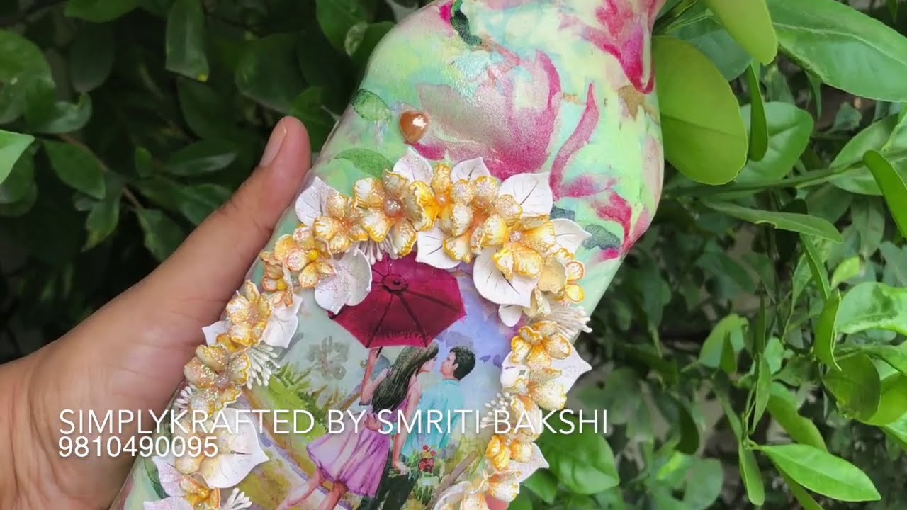 EMPTY BOTTLE CALLS FOR A DECOUPAGE MAKEOVER
