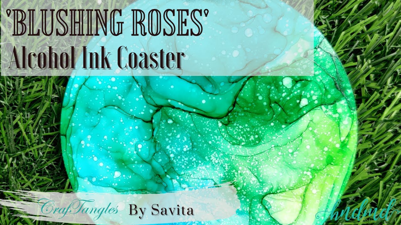 Stunning Alcohol Ink Coaster 'Blushing Roses'