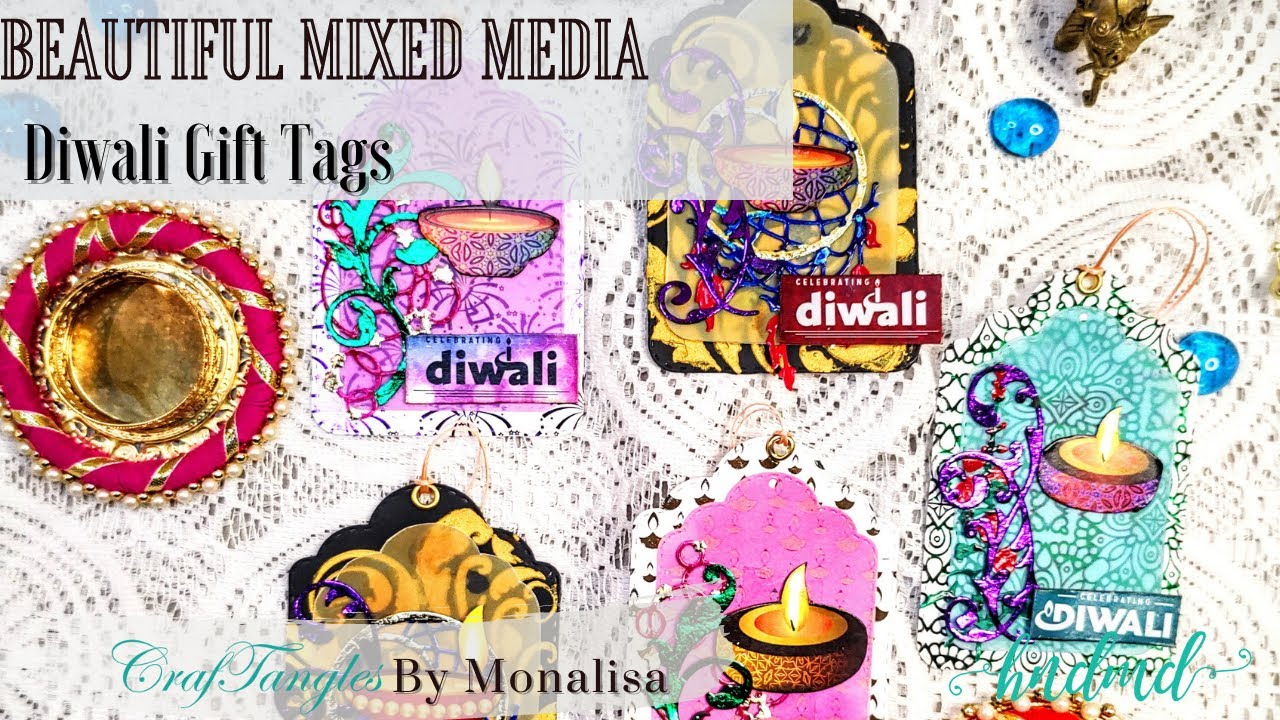 Beautiful Mixed Media 'Diwali Gift Tags'
