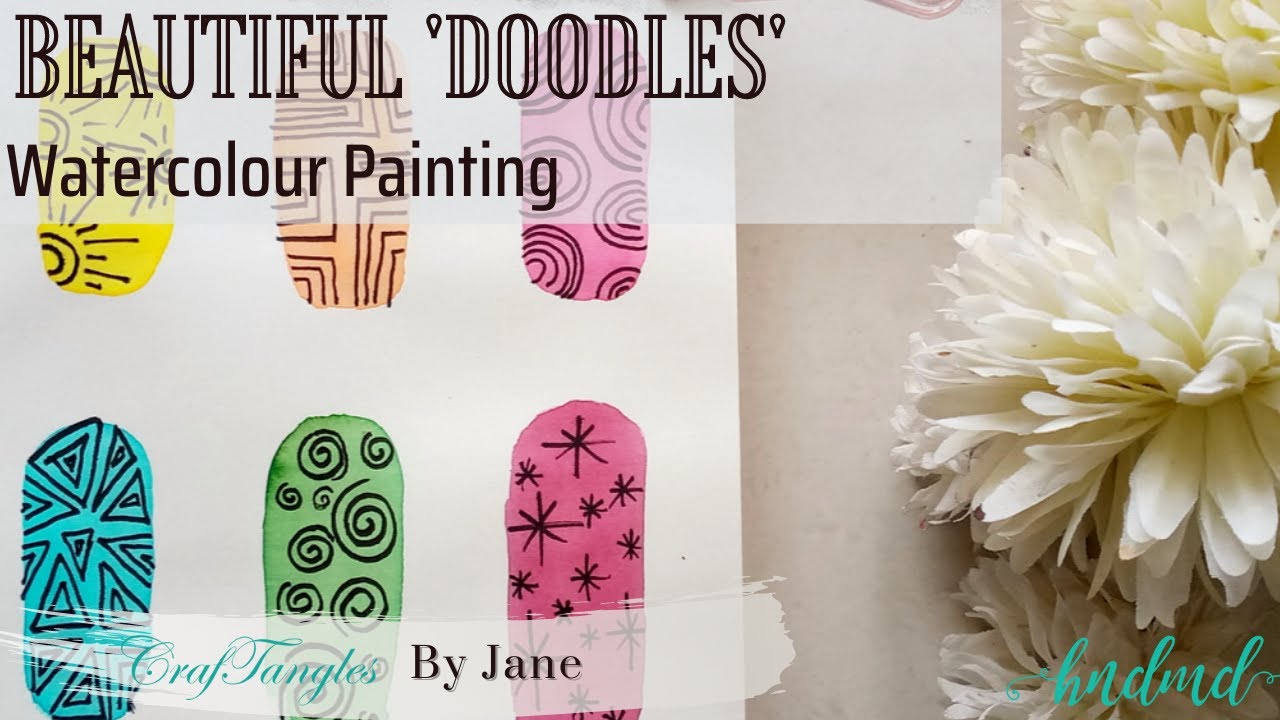 Beautiful 'Doodles' Watercolour Painting