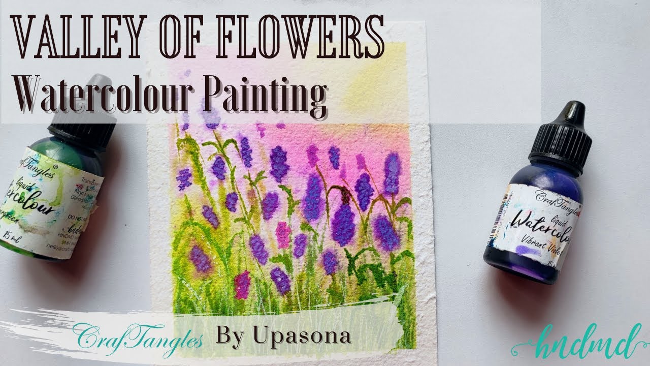 Beautiful 'Valley Of Flowers' Watercolour Painting