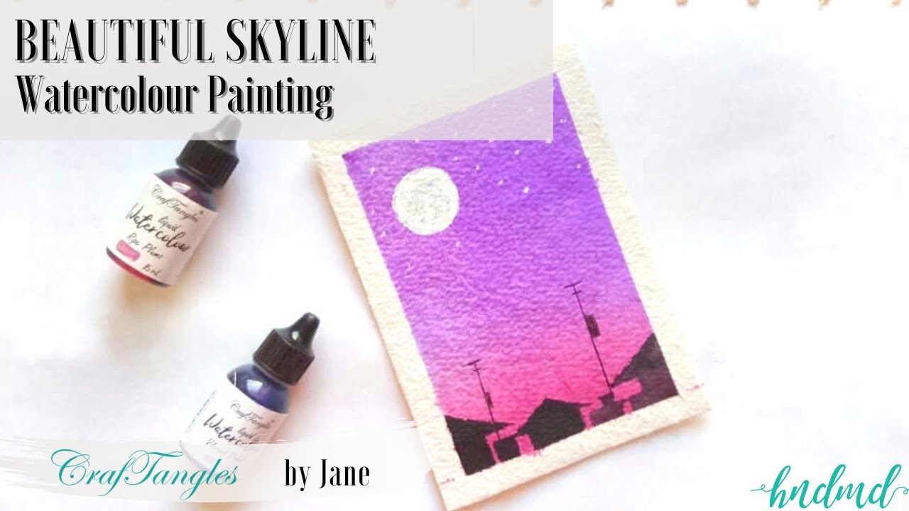 Beautiful Skyline Watercolour Painting