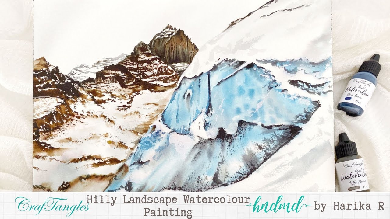Hilly Landscape Watercolour Painting