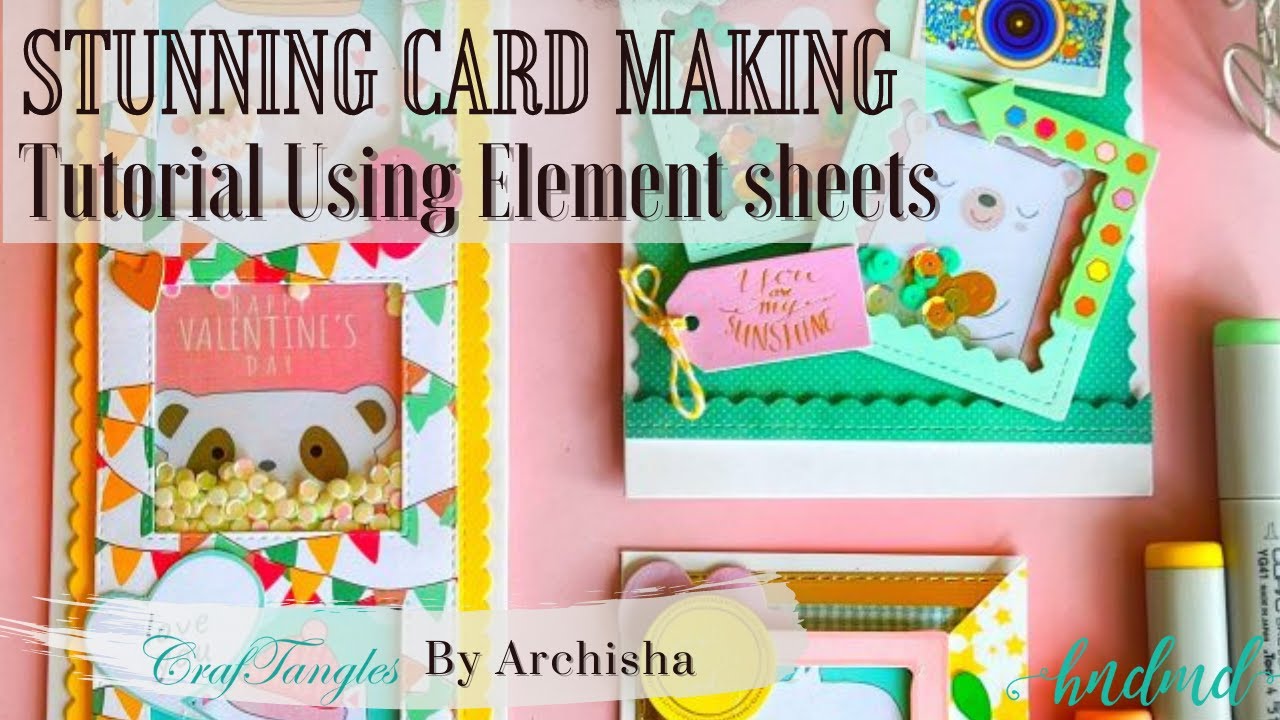 Card making tutorial using CrafTangles element sheets