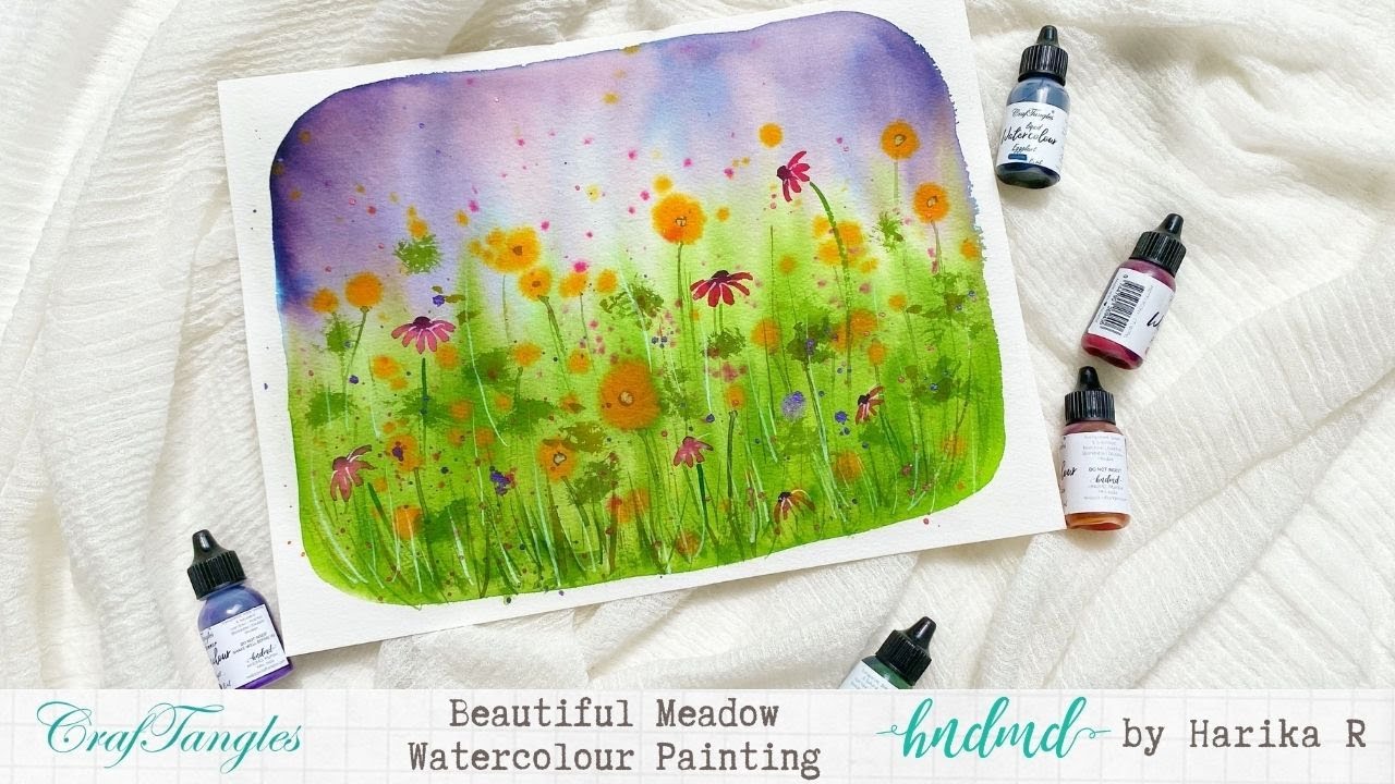 Beautiful Meadow Watercolour Painting