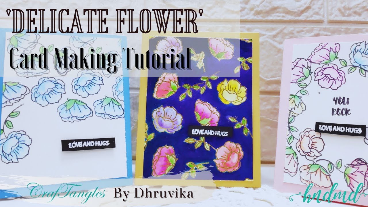 Beautiful 3 'Delicate Flower' Cards