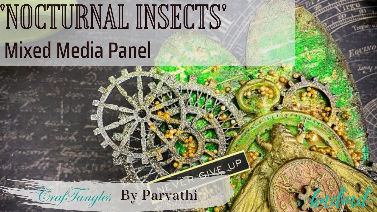 Stunning Mixed Media Panel 'Nocturnal Insects'