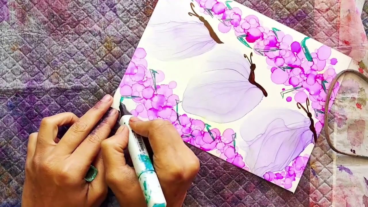 Summer Vibes #alcoholinkart #alcoholinkartwork #alcoholink #craftangles #hndmd #tutorial #alcoholink