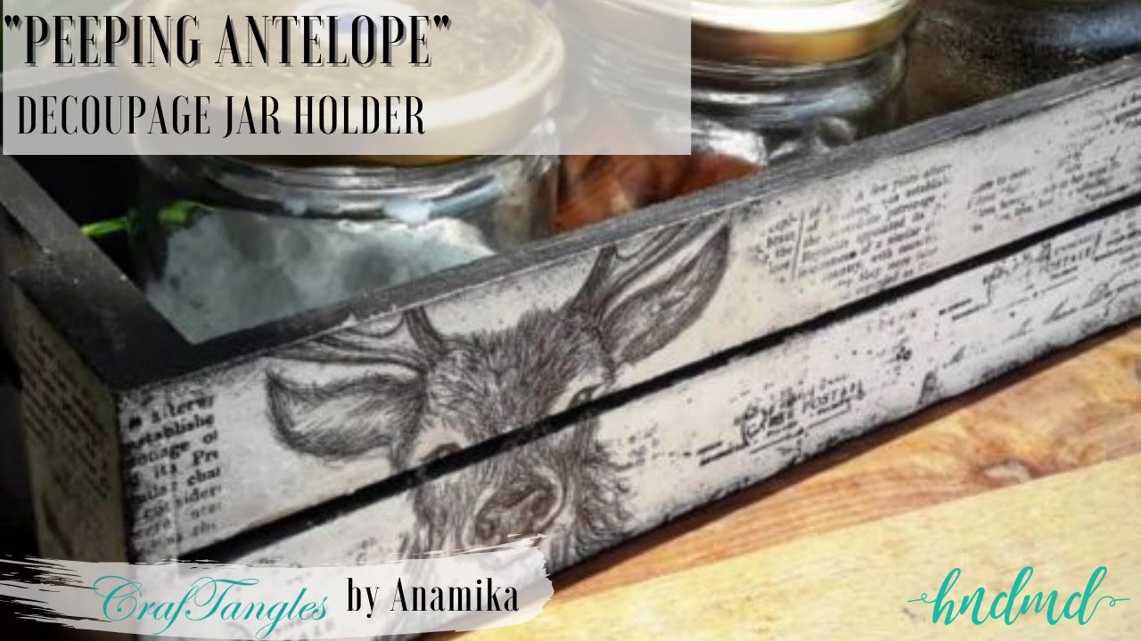 "Peeping Antelope" Decoupage Jar Holder