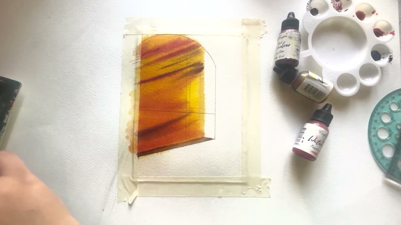 Sunset by the Window Watercolor Painting