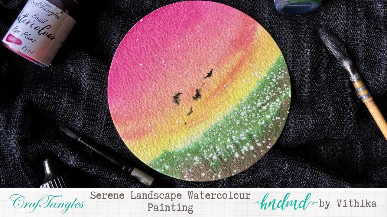 Serene Landscape Watercolour Painting