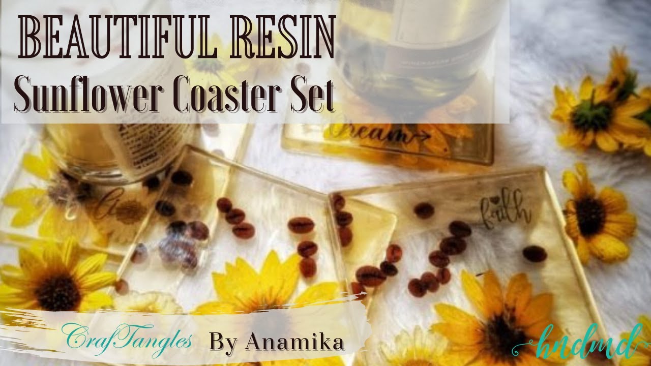 Beautiful Resin ‘Sunflower Coaster’ Set