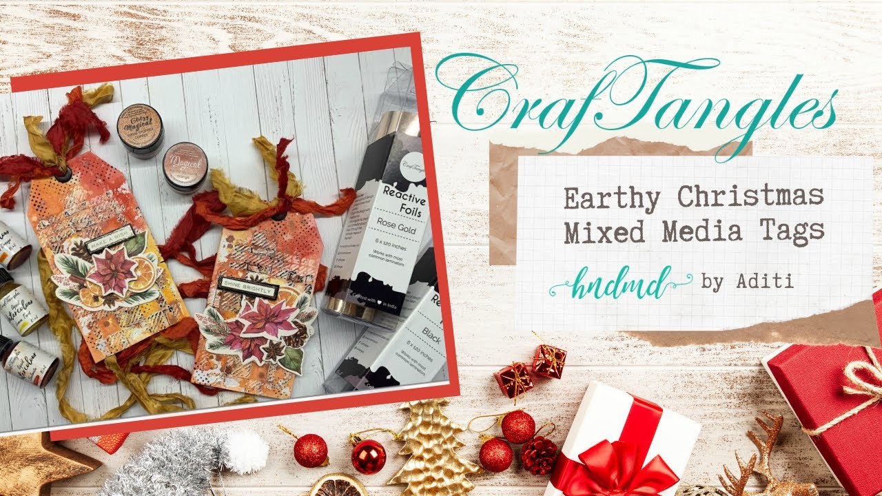Earthy Christmas Mixed Media Tags