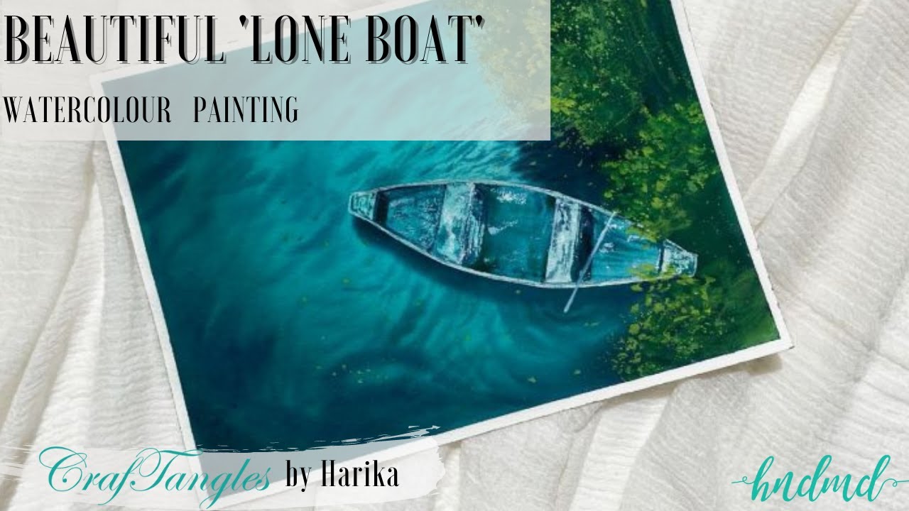 Beautiful 'Lone Boat' Watercolour Painting