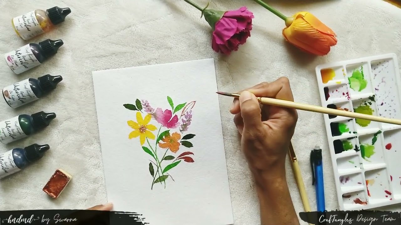 DIY Floral Watercolour #watercolor #watercolorpainting #craftangles #hndmd #floralillustration