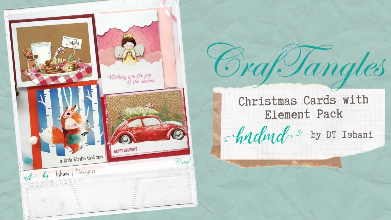 4 Quick Christmas cards with Beautiful Elements Pack