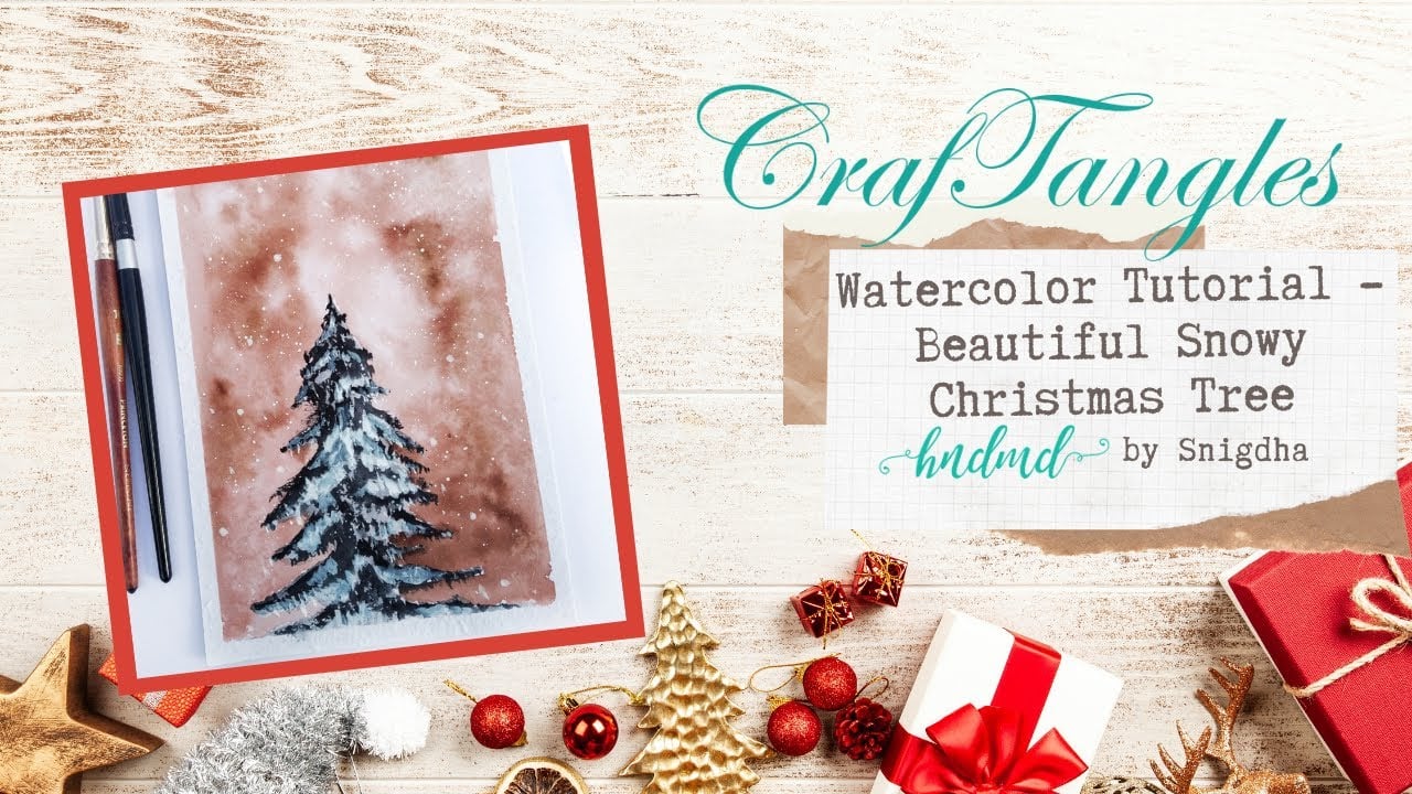 Watercolor Tutorial - Beautiful Snowy Christmas Tree