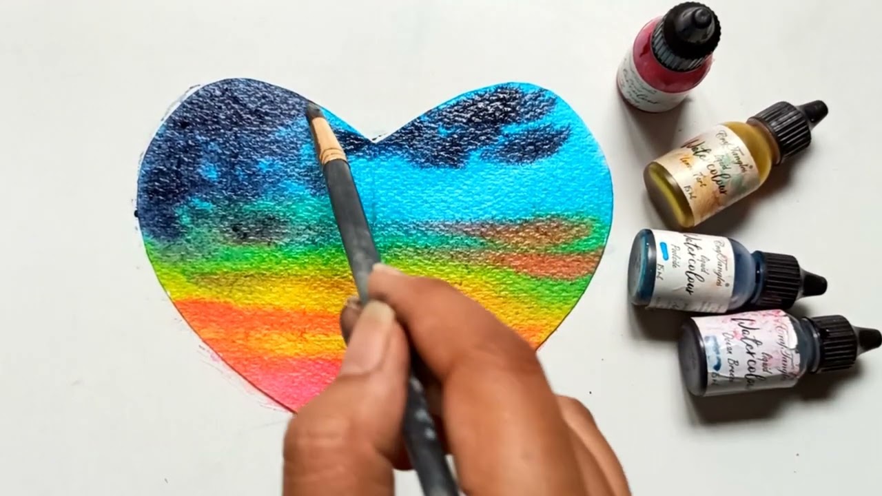 Raimbow Sky #color #watercolor #painting #hndmd #craftangles #watercolour #watercolor #shorts #paint