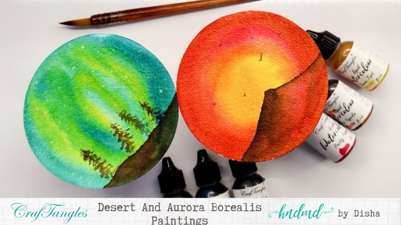 Desert And Aurora Borealis Paintings