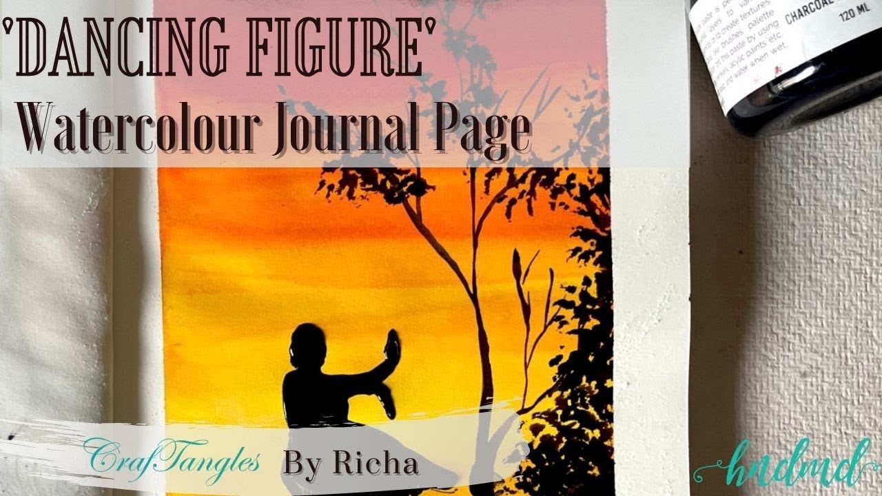 Beautiful 'Dancing Figure' Watercolour Journal Page