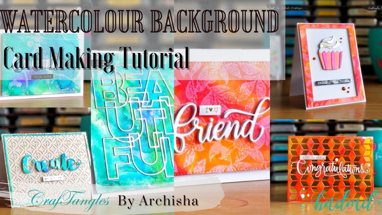 Card making tutorial using vibrant watercolour backgrounds