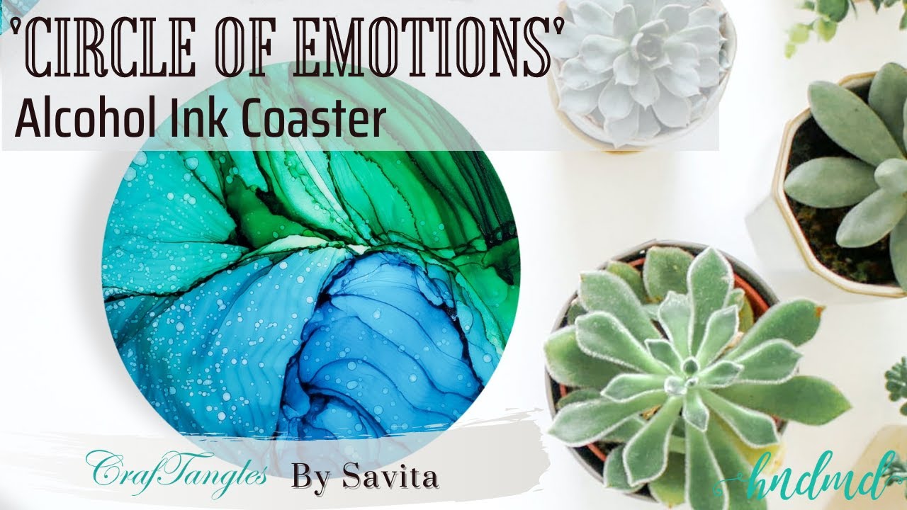 Beautiful 'Circle of Emotions' Alcohol Ink Coaster