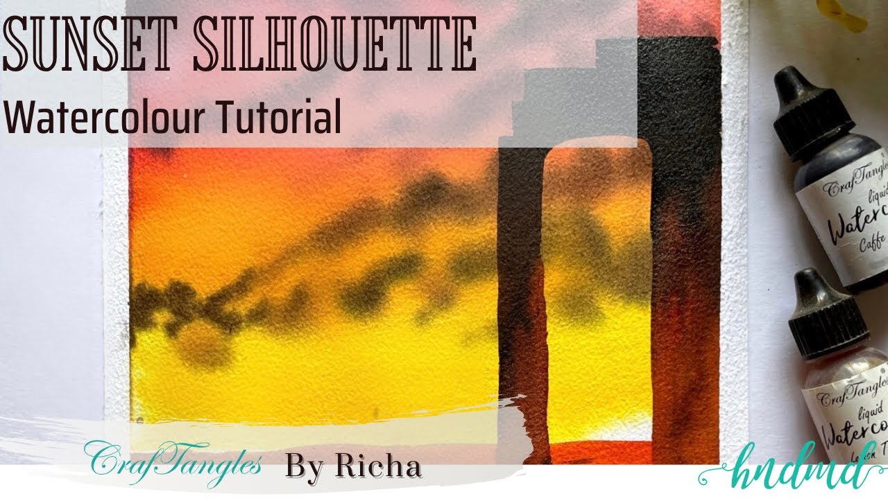 Beautiful Sunset Silhouette Watercolour Tutorial