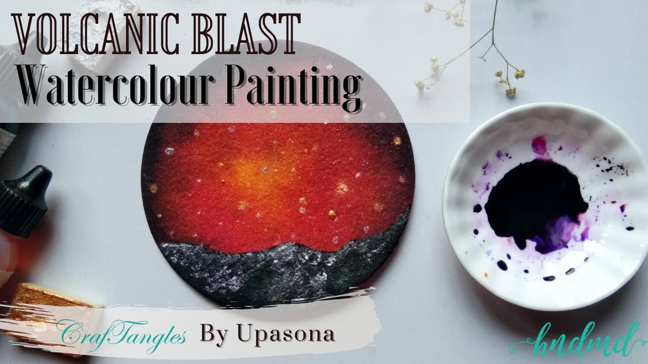 Awesome 'Volcanic Blast' Watercolour Painting
