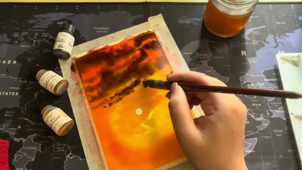 Paint Sunset with me #sunset #watercolor #painting #hndmd #craftangles #watercolour #paint #shorts