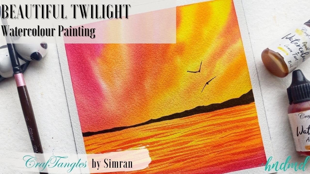 Beautiful Twilight Watercolour Painting